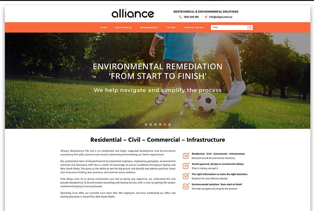 Gntgraphics's tweet photo. WEBSITE MAKE-OVERS!
Our #clients at #AllianceGeotechnical, 
a #Sydney #geotechnical &amp; 
#environmentalsolutions company, 
required a #newwebsite to replace their existing #site. 
Their old site was clunky &amp; #notuserfriendly. 
We worked together to bring their #vision to life. https://t.co/9V5DwUmBxv