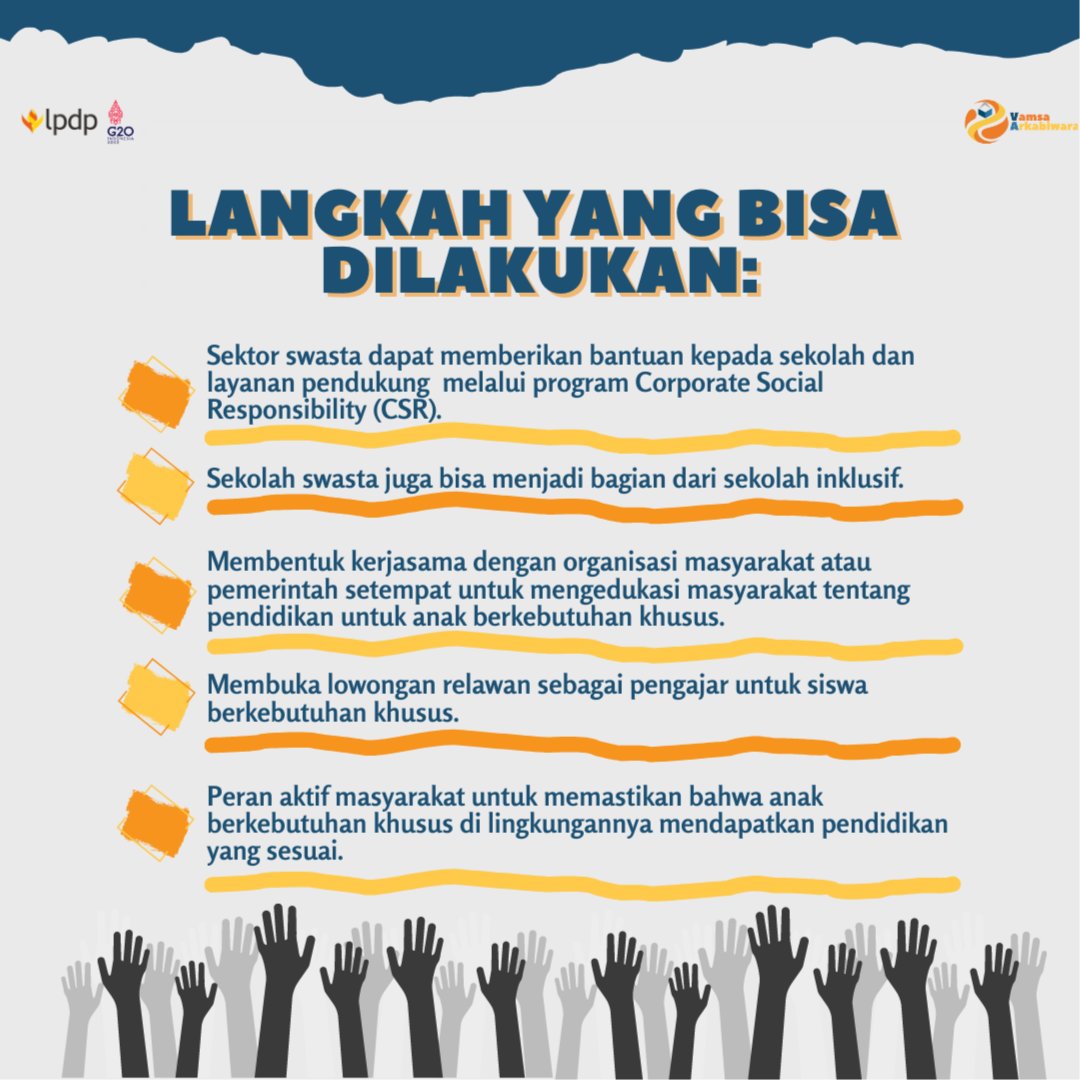 iramayas's tweet photo. Halo sobat Vamsa!

Upaya Indonesia untuk mewujudkan pendidikan inklusif bukan persoalan yang sederhana. Idealnya, kolaborasi dan sinergi antar para pihak sangat diperlukan guna menciptakan praktik baik berupa hadirnya sekolah yang inklusif, termasuk mendorong peran lembaga https://t.co/voWW0dmNWr