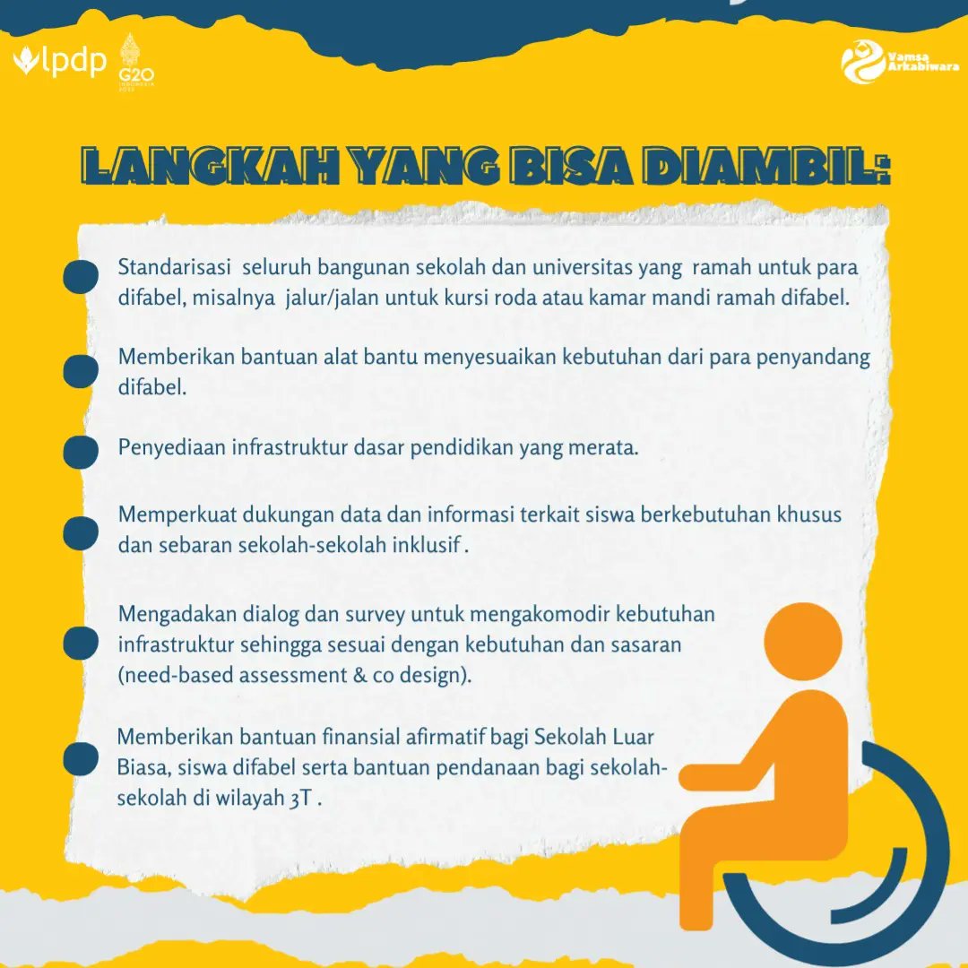 iramayas's tweet photo. Halo Sobat Vamsa!

Semua anak tanpa terkecuali, berhak mendapatkan layanan pendidikan yang berkualitas. Dalam hal mewujudkan pendidikan inklusif, salah satu faktor yang sangat perlu dipertimbangkan adalah penyediaan infrastruktur.

Lebih lanjut, https://t.co/MChAsYoK3O