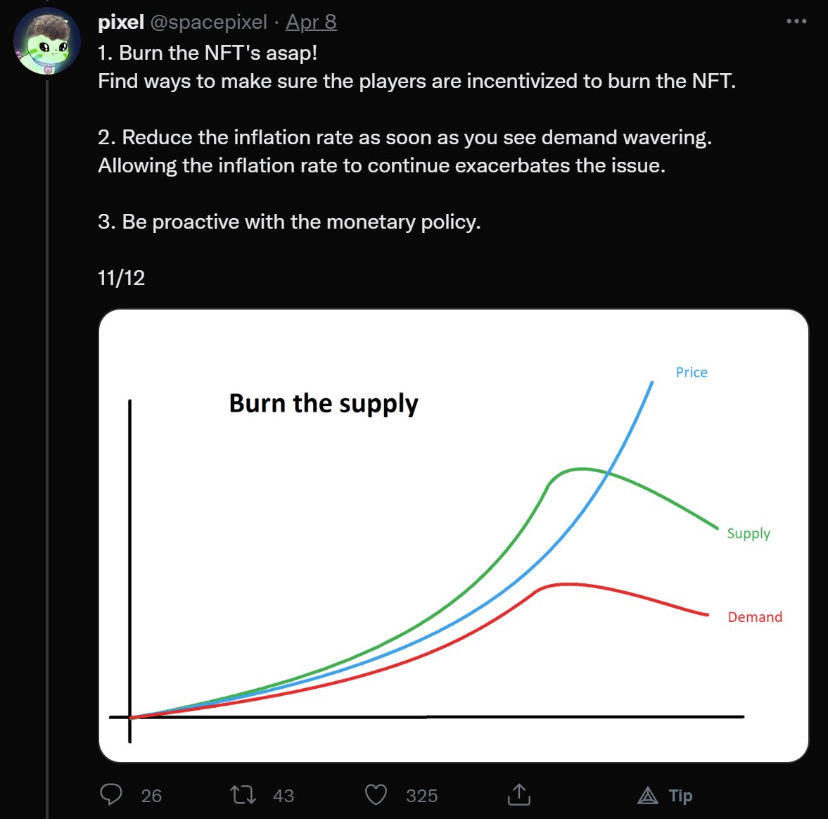 virtuals_io's tweet photo. 4. Work closely with Guilds in beta tests or game launch to manage your economy - we are your institutions &amp; you are the central bank. It’s easier to manage a few than many.

5. Establish LiveOps both for the game service &amp; economy, some great examples by @spacepixel https://t.co/DYL2lIHNc2