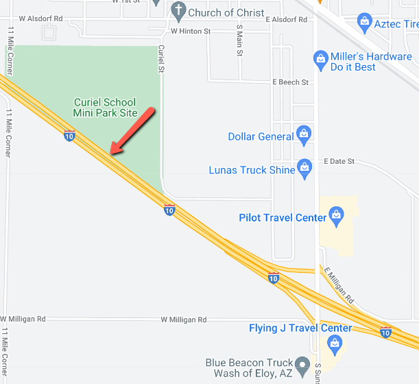 ArizonaDOT's tweet photo. I-10 WB near South Sunshine Blvd in Eloy (mp 208): A pedestrian has been spotted in the road. Use caution in the area.
#aztraffic #EloyAz https://t.co/nbU0HvO1nu