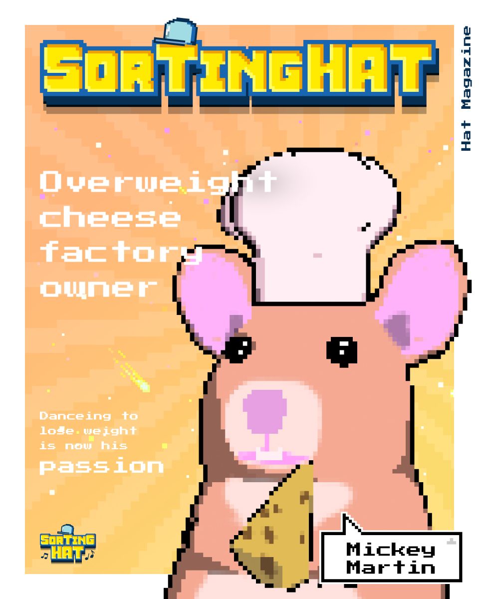 SortingHatNFT's tweet image. Story of Mickey Martin NFT  🧀 ✨ 

A small cheese factory owner in the town got fat from testing his product🐭

#sortinghat #NFTGiveaways  #NFTCommunity
