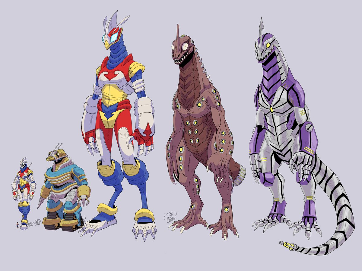 「Size comparison with Jet Jaguar, Moguera」|Takuのイラスト