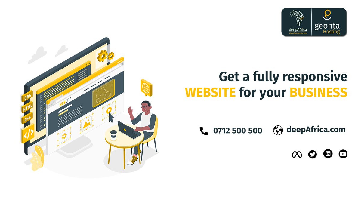 Reach out to us today for uniquely designed websites!

Call: 0712 500 500
Email: support@deepAfrica.com

#hosting #website #webdesign #online #affordable #domain #domainname #websitedesign #business #deepAfrica #wednesday #tinakaggia #DriveInn