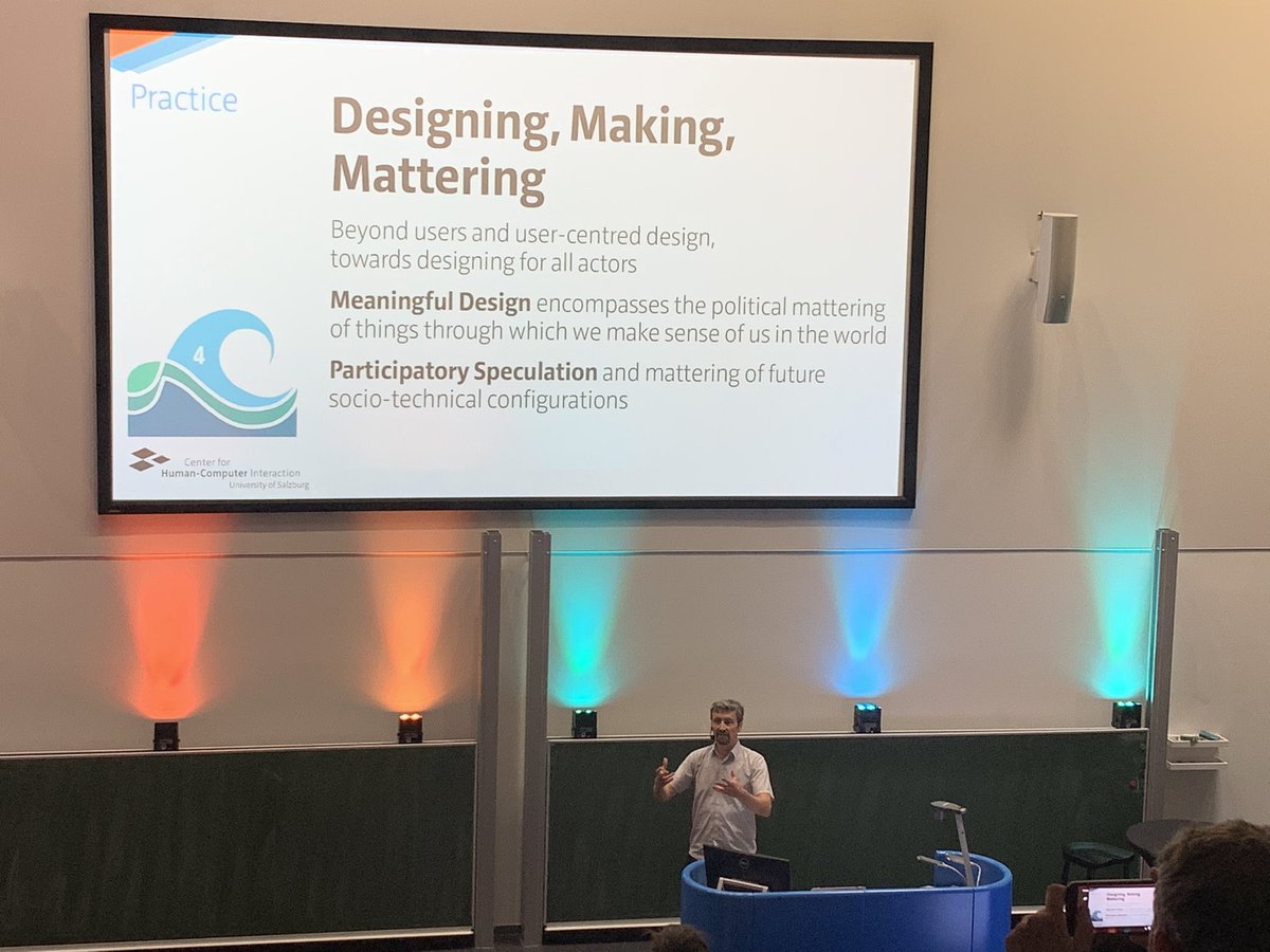 grace_polifroni's tweet photo. Beyond #usercentred design “We are not designing things or interactions, we (re-)configure networks of associations which enact phenomena - situated & fluid, but not random” @cfrauenberger opening keynote #rethinkingdesign @Dcode_EU https://t.co/2iXLTJ1Owz