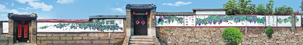 TouchShandong's tweet photo. #Wallpainting "Landscape of Zeshan", located in Xiangshan Panjia Village, #Qingdao City, is a 15-meter long roll #painting of grapes drawn by painters of Pingdu Branch of Qilu Women's Painting Studio. #ShandongArt #art https://t.co/hr37LT0jrA