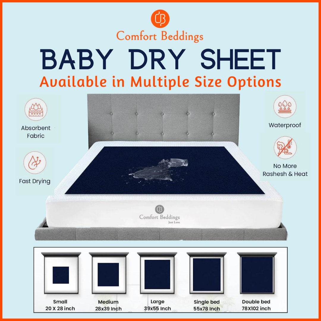 BeddingsIndia's tweet photo. These Quick Dry sheets protect against dust mites, bacteria, and allergens and are the best solution for the un-hygienic, non-absorbent rubber sheets that cause heat, and rashes..😍😴

#babydrysheet #babydrysheets  #comfortbeddings #comfortbeddingsindia #quickdry #quickabsorbent https://t.co/k1qBFT64kC