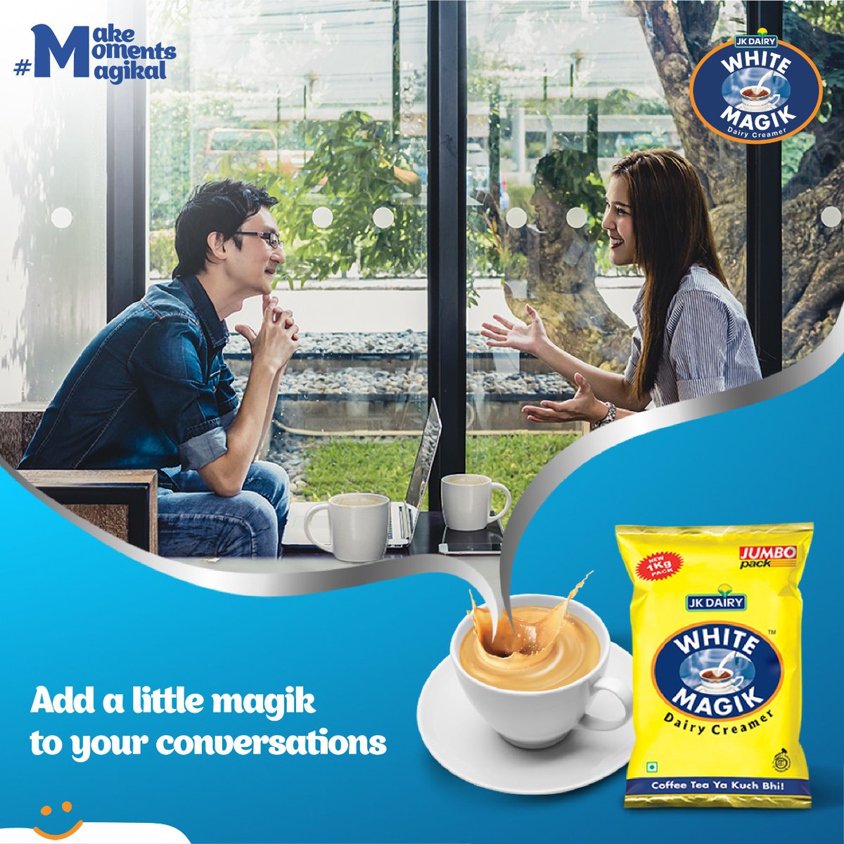 UmangLtd's tweet photo. A magikal discussion starts with adding magik to your tea.
#Whitemagik #JKDairyTop #MilkStar #JKDairyStar #ghee #Danedarghee #Tea #MakeMomentsMagikal https://t.co/GNIlYtvFpN