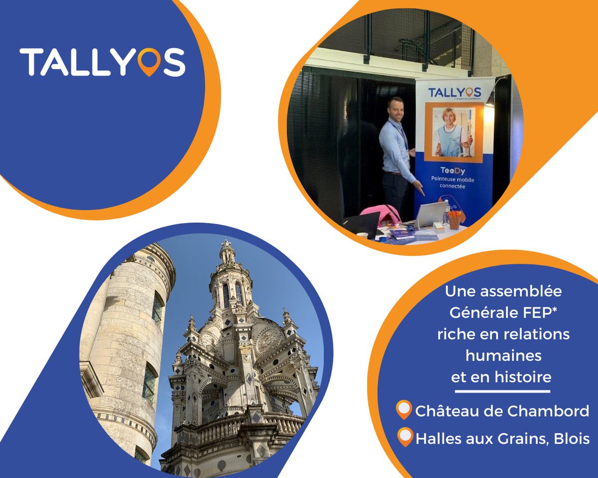TallyosFrance's tweet photo. 👉Evènement 👈

Votre équipe Tallyos s'est rendue à l'Assemblée Générale de la FEP (*Fédération des Entreprises de Propreté)  le 16 Juin 2022, dans la magnifique enceinte de la Halle aux Grains de Blois et au Château de Chambord.

#innovation #Tallyos #IoT #ressourceshumaines https://t.co/PhyOUqdpuK