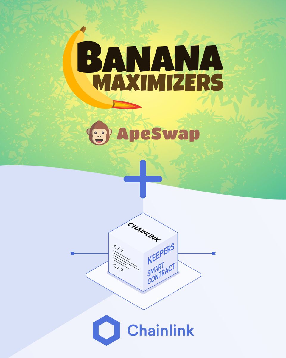 ApeBond's tweet photo. We integrated #Chainlink Keepers to help decentralize the automation of $BANANA #MaximizerVaults 🚀🍌

✅ Decentralized Execution
✅ Enhanced Security
✅ Reduced Costs

Learn more➡️https://t.co/vDtOuVr6pd https://t.co/GWrfOHPs1G