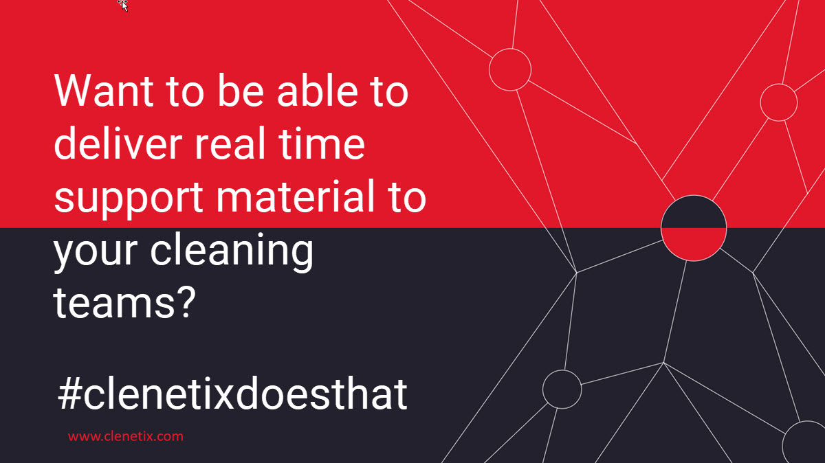 clenetix's tweet photo. Want to be able to deliver real time support material to your cleaning teams? To find out more get in touch at https://t.co/fpkH5YLZhK or hello@clenetix.com #Clenetixdosethat #cleaningsoftware #facman https://t.co/8JVNSeUbaG