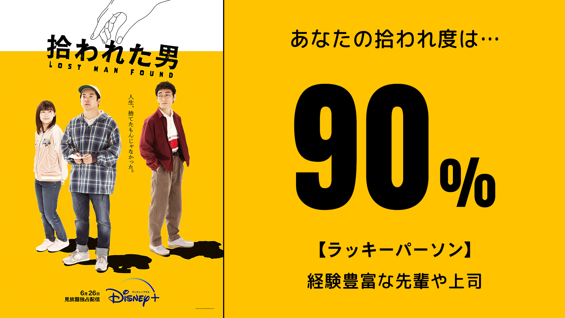 ディズニープラス公式 Tabigie あなたの 拾われ度 は 90 新たな場所に飛び込み 色んな人と出会い 人生の経験を積むのが好きなあなた 縁が繋がって窮地を脱することも あなたを拾ってくれる ラッキーパーソン は 経験豊富な先輩や上司 拾