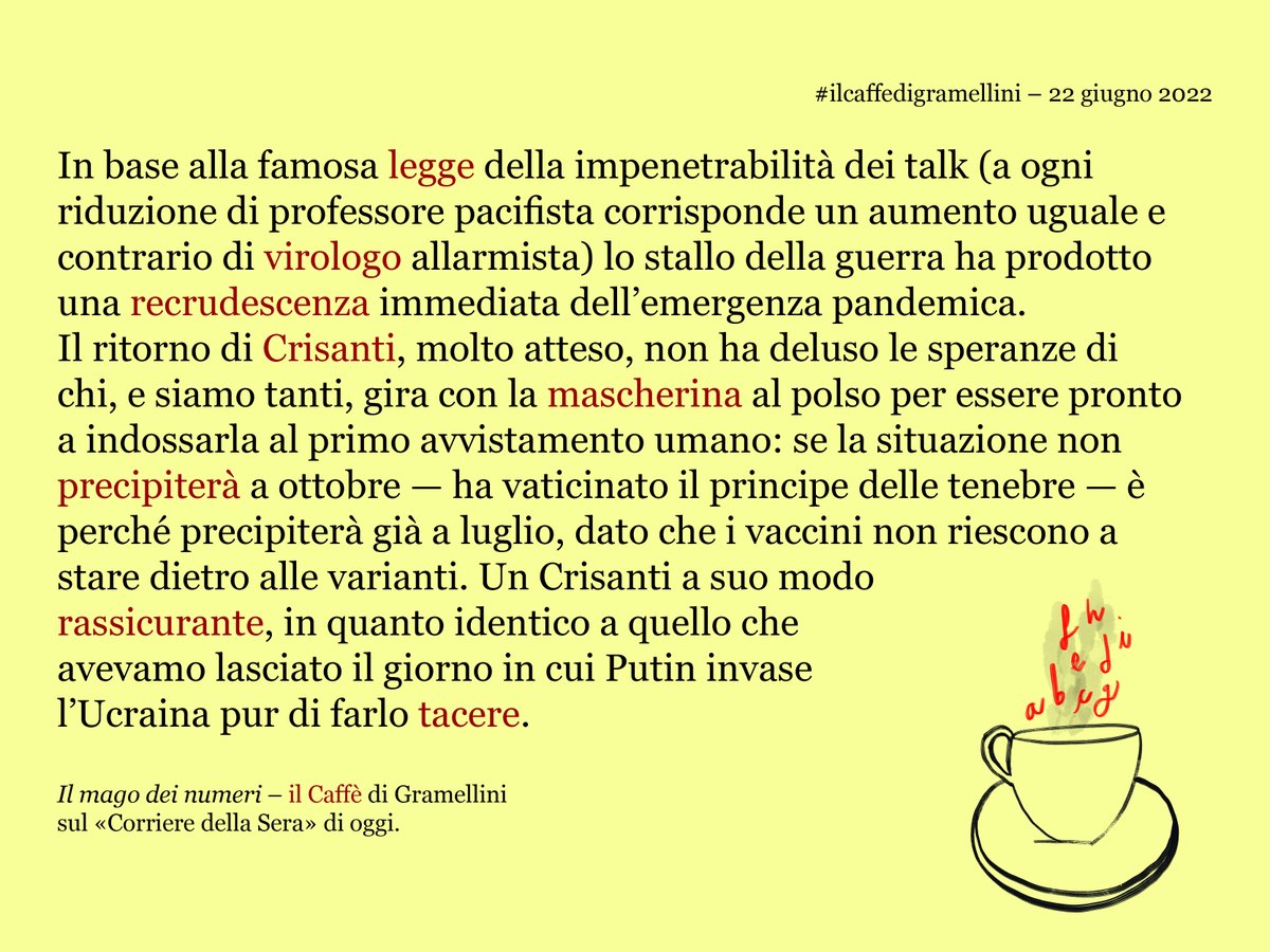 «Il mago dei numeri»: #ilcaffedigramellini sul <a href="/Corriere/">Corriere della Sera</a> di #mercoledì #22giugno.

corriere.it/caffe-gramelli…