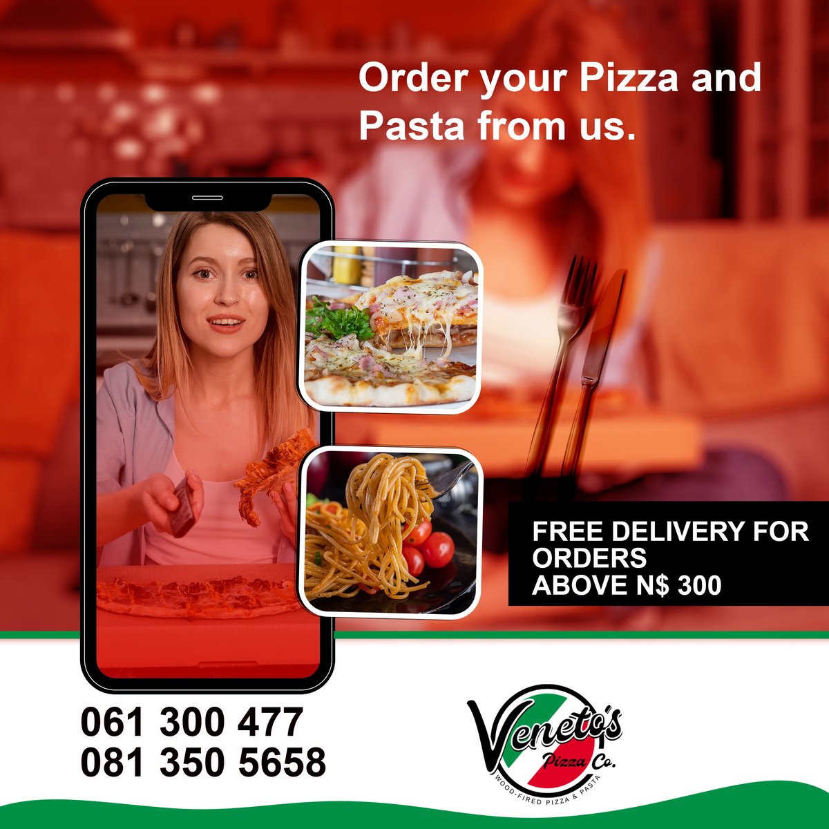 We do pasta and Pizza.
