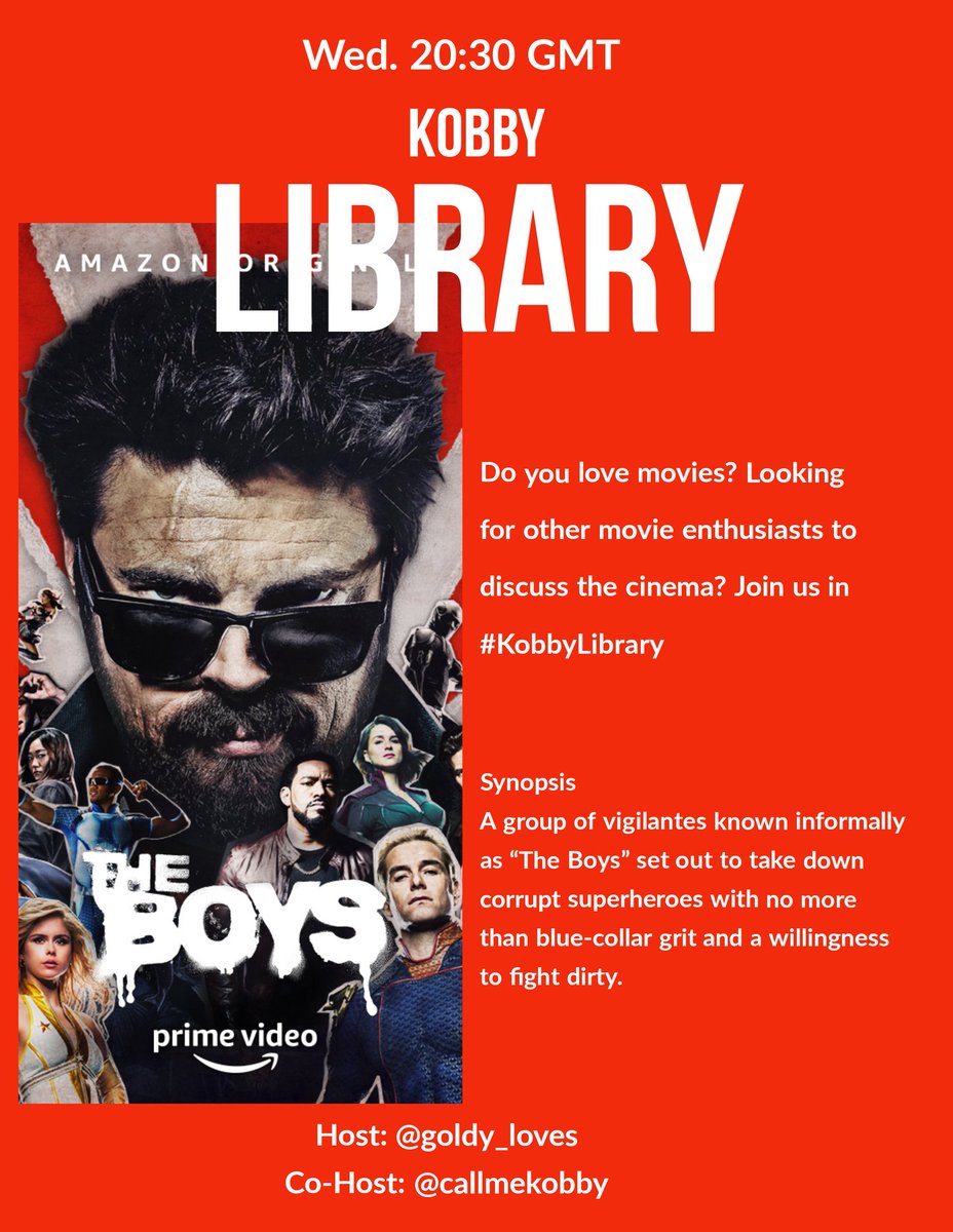CallMeKobby's tweet photo. Let's talk about "The Boys" Tv show tonight on #KobbyLibrary Space 8:30pm. 
Join in
Host: @goldy_loves 
Co-host: @CallMeKobby https://t.co/OMPiZrNURb