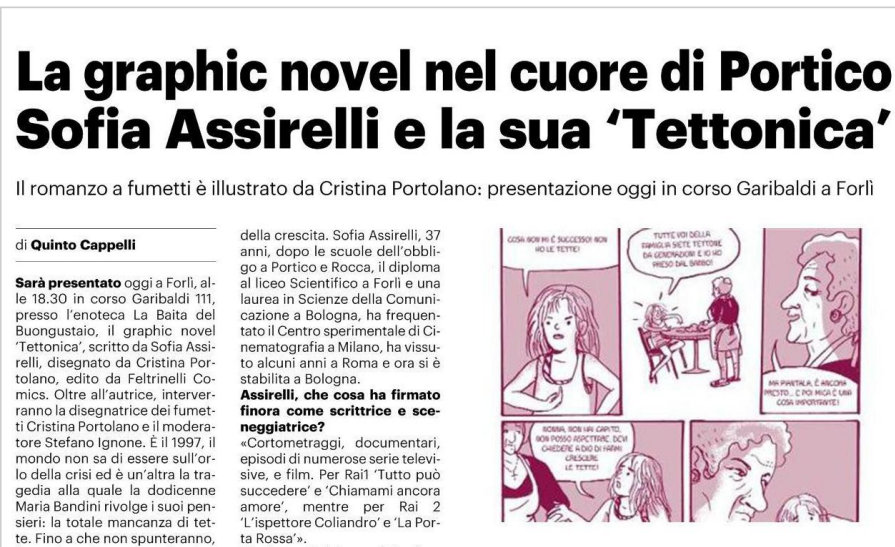 feltrinellied's tweet photo. #Tettonica di @SofiaAssirelli e @crisportolano #FeltrinelliComics su @qn_carlino https://t.co/nePexYhsZd