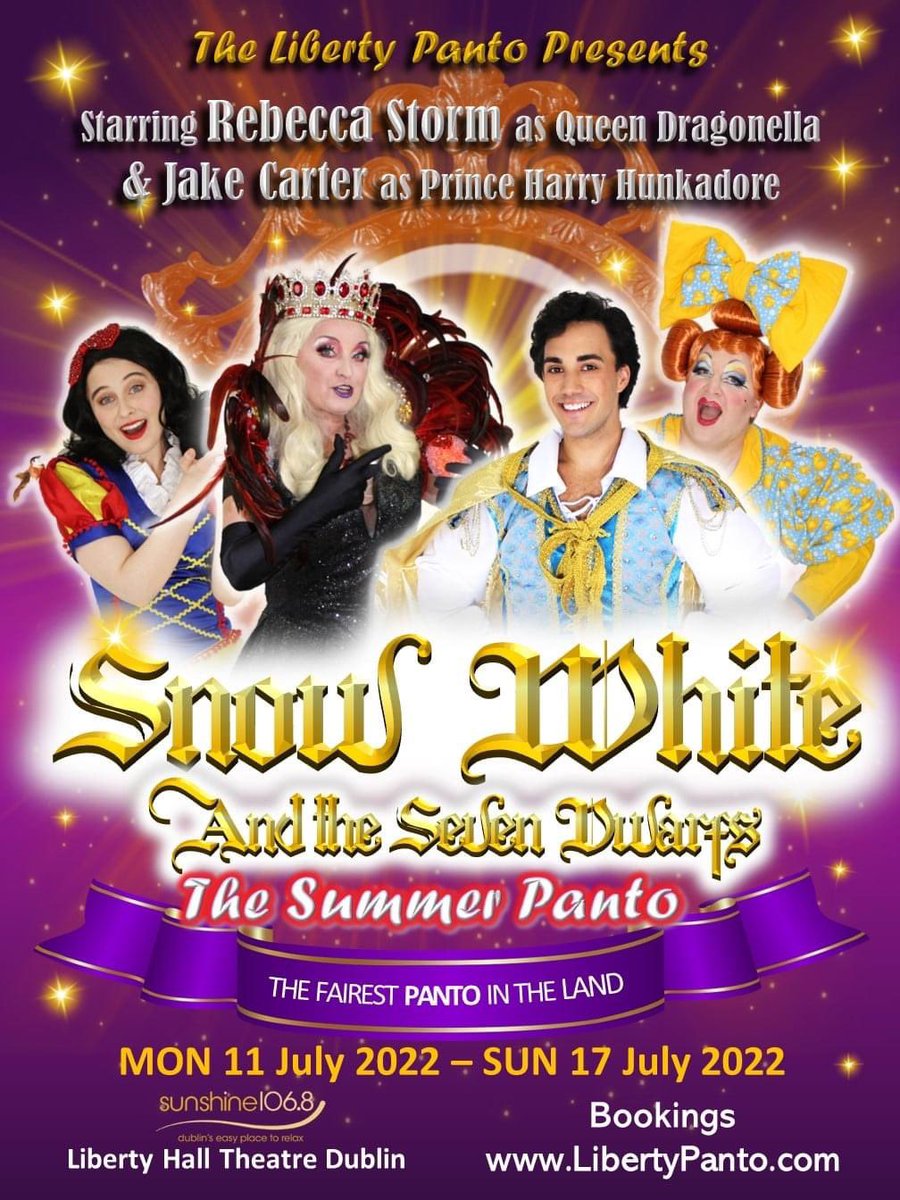 See them both in action this July @rebeccastorm9 @jakecartermusic at the  @LibertyPanto Snow White Summer Panto Liberty Hall Dublin #summerpanto #thingstodoindublin #dublinevents @SineadCrowley @martylyricfm