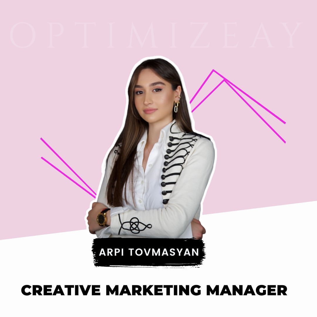 optimizeay's tweet photo. Meet Arpi Tovmasyan
Creative Marketing Manager at Optimizeay

__
#business #motivation #success #smallbusiness #marketing #digitalmarketing #smm #seo #ppc #inspiration #optimizeay https://t.co/0lifwp015F