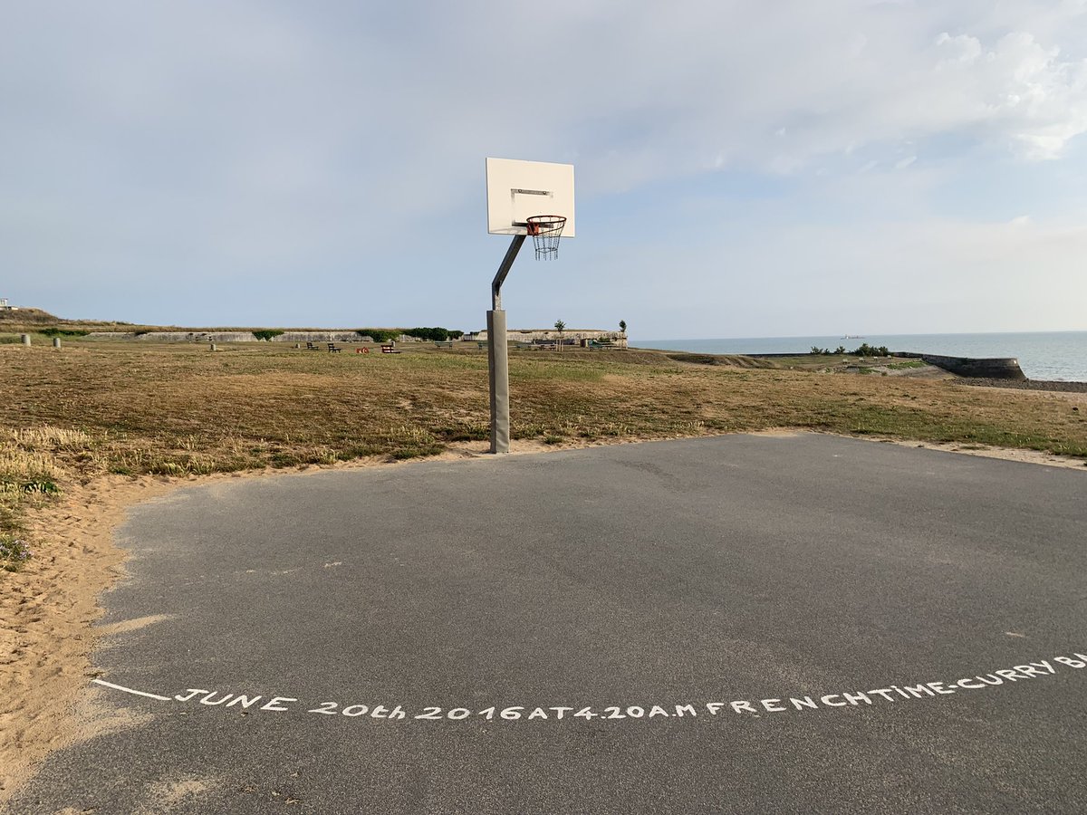 GeoffHenshaw's tweet photo. The French know how to do it - a gorgeous location for an outdoor court and the coolest three point line I have ever seen - the play call on the @KingJames block during the 2016  @NBA Finals transcribed …. gives a person chills it was so cool! #france #basketball https://t.co/9F00swDwnp