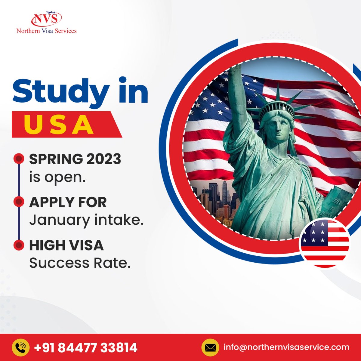 NorthernVisa's tweet photo. 👉Are you looking to study in the USA?

 👉Apply now for Spring 2023! NVS provides you with the best study opportunity in the USA and guarantees high VISA success rate.

👉Find more info at:
📞: +91 8447733814
📩: social@northernvisaservice.com

#studyinusa #usa #usaimmigration https://t.co/73Vp8OEeZL