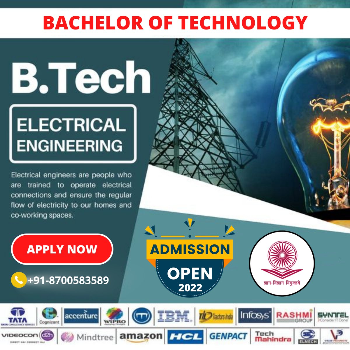 BitmEduversity's tweet image. B.Tech in Electrical Engineering From India&apos;s Top University!! 
Check Course details, Eligibility, Fees, Career.
Contact us at: 8700583589
Admission Open 2022.

#BTech #btechelectrical #btechelectronics #btechelectricalengineering  #btechdistance  #btechonline