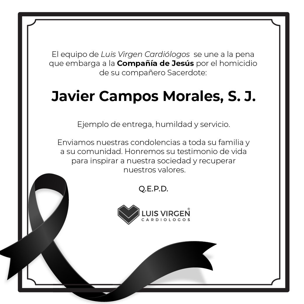 Hoy desperté con la triste noticia del asesinato de nuestro  paciente y amigo Javier Campos Morales S. J. Kikiriki 🐔 un abrazo hasta el cielo y que Dios lo reciba de brazos abiertos!!