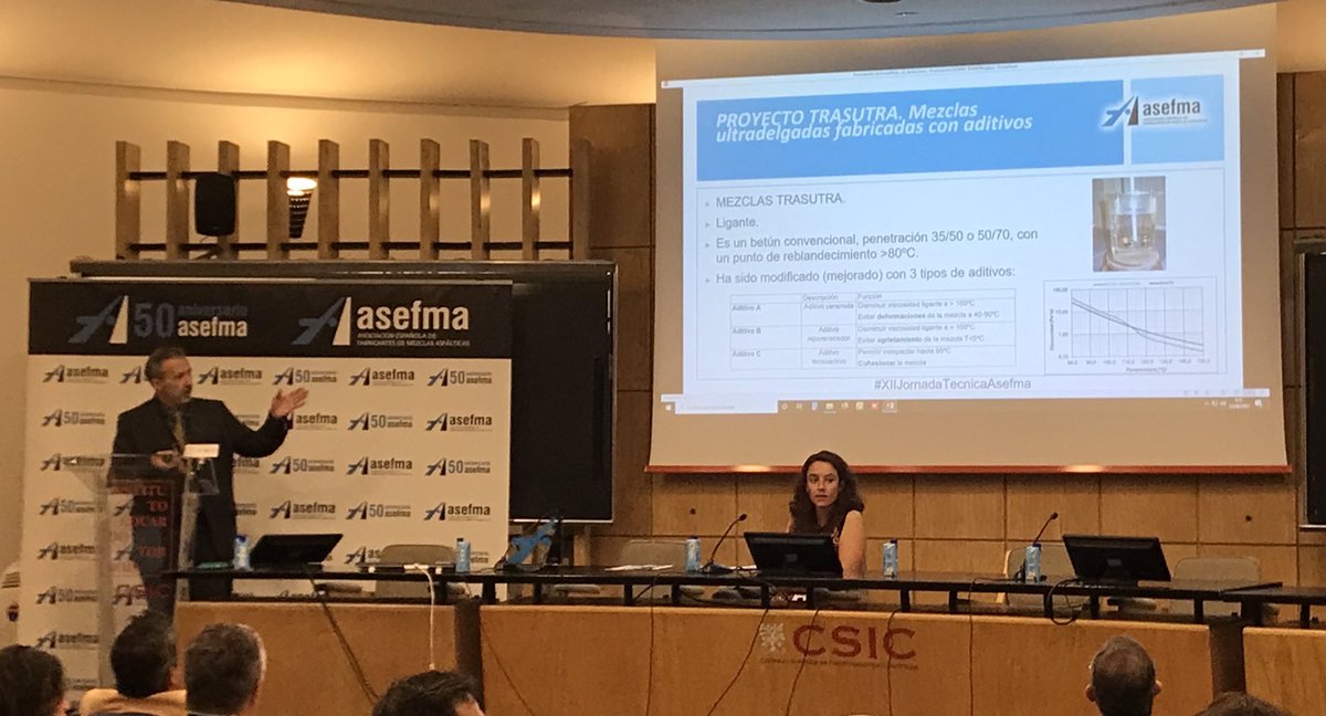 Arranca la primera sesión de hoy en la #XIIJornadaTecnicaAsefma, coordinada por <a href="/NuriaUC/">Nuria Uguet Canal</a>, donde <a href="/javloma/">Javier Loma</a> expone los resultados del proyecto #TRASUTRA, sobre mezclas ultradelgadas, desarrollado por el clúster de #investigación formado por <a href="/PADECASA/">PADECASA</a>, <a href="/KAO_Corp/">KAO Corporation</a> y la <a href="/uaxuniversidad/">UAX</a>.