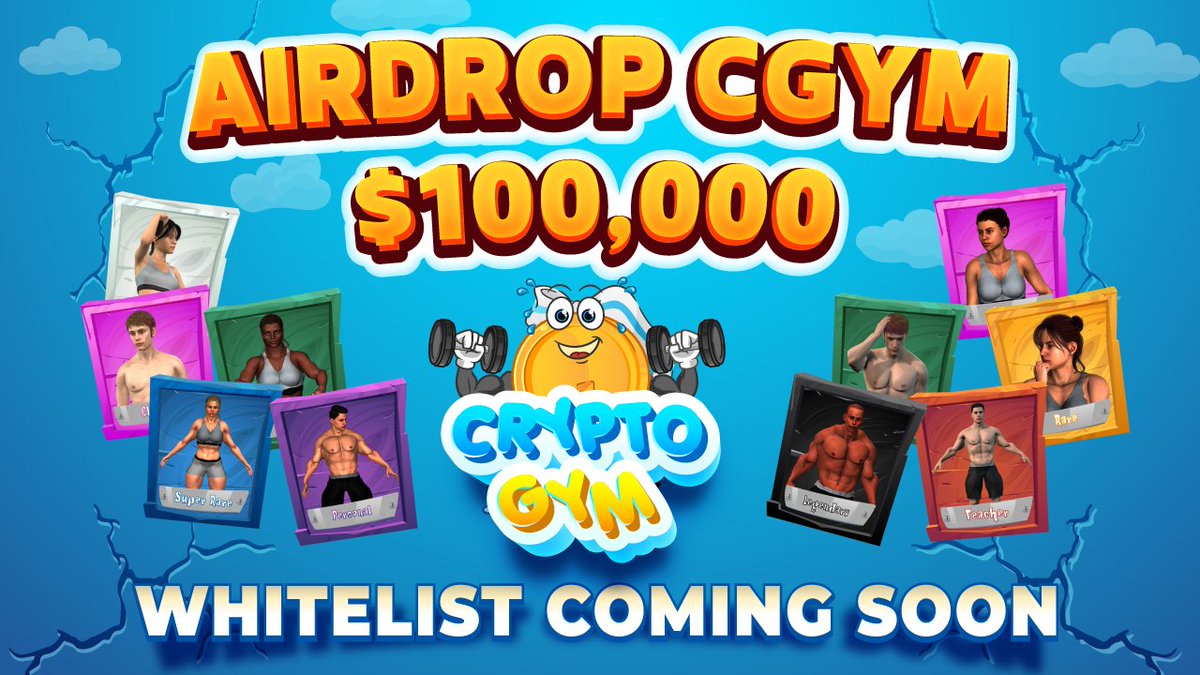 Hello Athletes!
With AirDrop (cryptogym.me/airdrop) happening. 
With Betatest 2 (cryptogym.me) rolling.
Registration for the Whitelist (cryptogym.gitbook.io/whitepaper/whi…) will soon be open! 🚀

#Giveaway #NFTGiveaways #Airdrop #BSC #BUSD #CryptoGym #Airdropstario #BinanceNFT