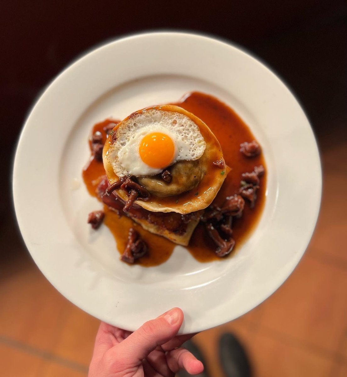 Filet De Boeuf - Roast Fillet Steak - Mushrooms Pecorino Truffle Ravioli - Pomme Anna - Girolle Mushrooms - Port Wine Sauce 
#kendellsbistro