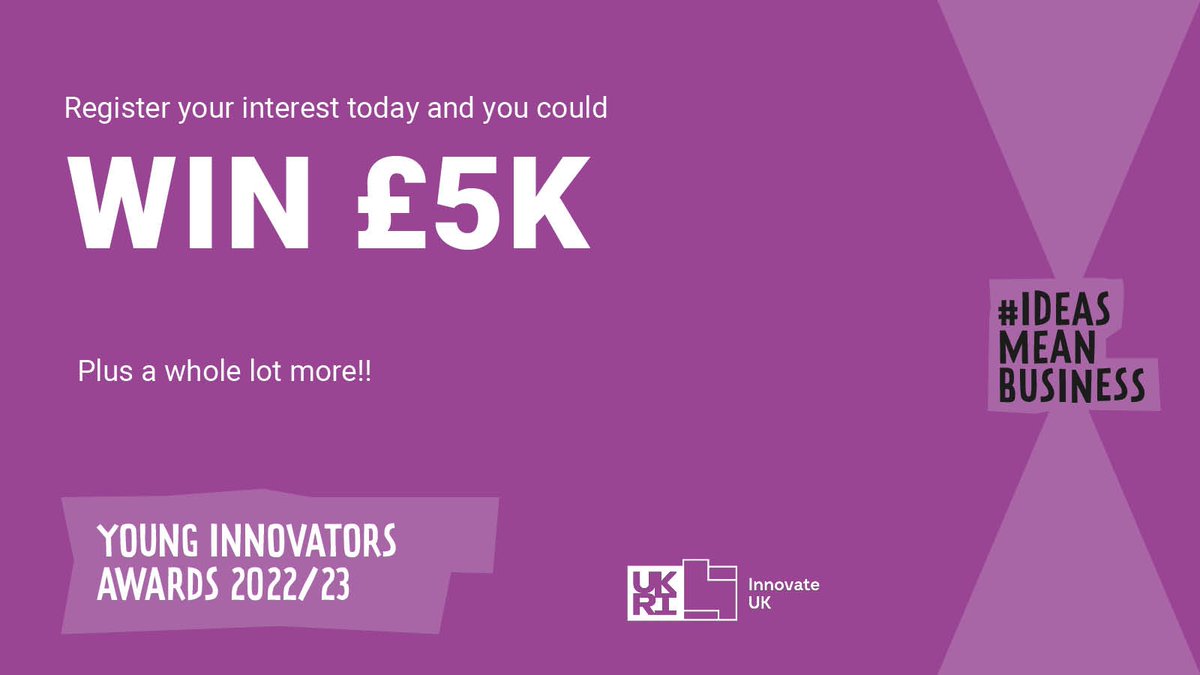 F4Sdigital's tweet photo. Calling all #YoungInnovators! You could WIN £5k
to boost your idea. Register your interest for the
Young Innovators Awards 2022/23👉https://t.co/Iac50pgmh4

@InnovateUK @KTNUK @IdeasMeanBusiness
#IdeasMeanBusiness #IdeasMeanBusiness #Innovation
#Awards #InclusiveInnovation https://t.co/I9VltbUVTn