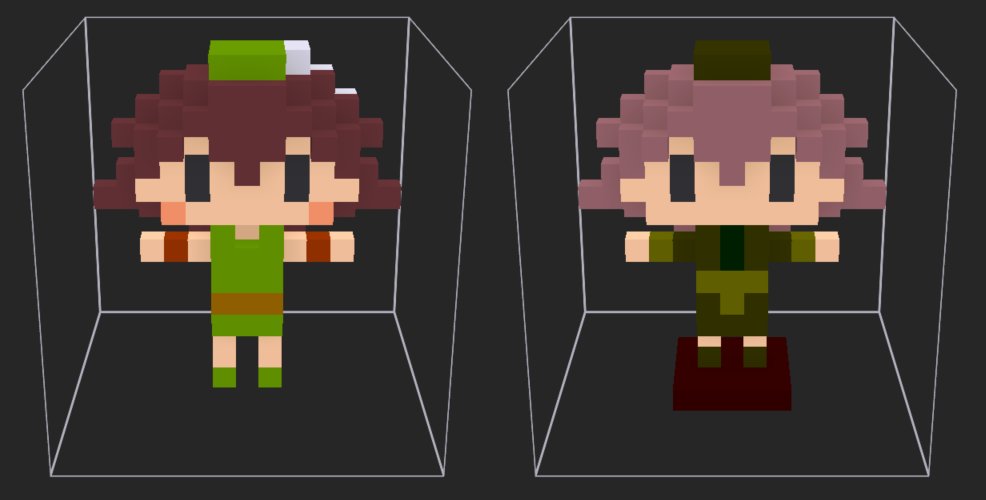NapHarmonia's tweet photo. ユニエネのデザイナさんが以前作ってくれたボクセルを真似してユニエネに登場するショップの店員さんを作ってみました!
#voxelart #uniene https://t.co/wF3hnBcUui