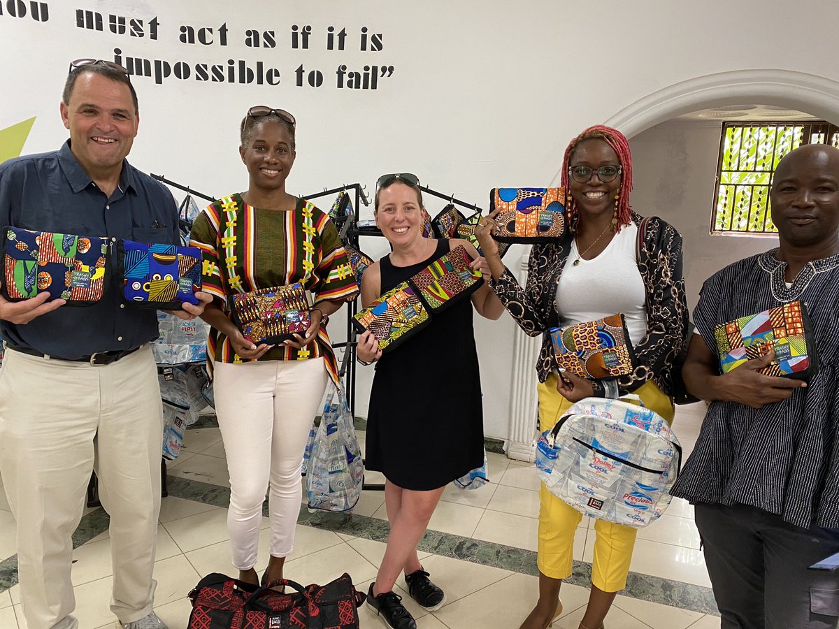 Honored to have toured <a href="/TrashyBags/">Trashy Bags Africa</a> in Ghana, an NGO that recycles used plastic bags into the beautiful and very useful bags and patterns you see pictured. Many thanks to Elvis and his team <a href="/dto02002/">David Ouimette</a> <a href="/UConnGlobal/">UConn Global</a> #uconnglobal #uconnchangeyourworld