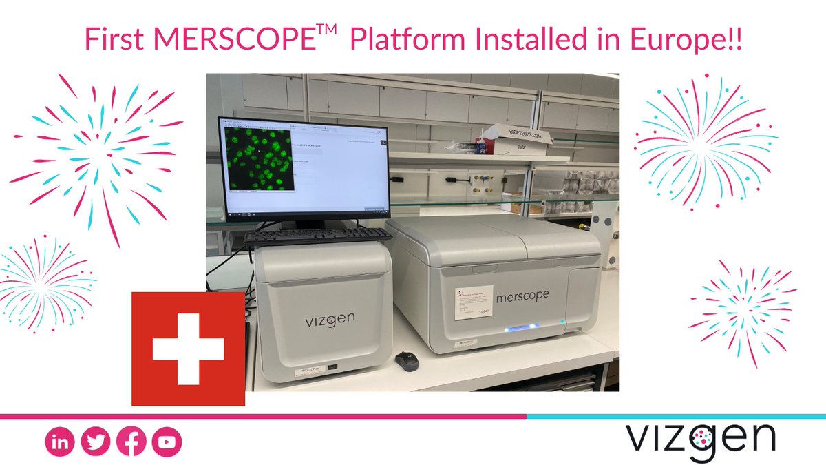 We're excited to announce that our distributor, @BucherBiotec installed our first #MERSCOPE in Europe! Thanks to our FSE Andrew Haworth and our FAS Andrea de Biase, scientists in #Switzerland will be generating beautiful #MERFISH data- #HappyMERfishing! hubs.ly/Q01f9PHV0