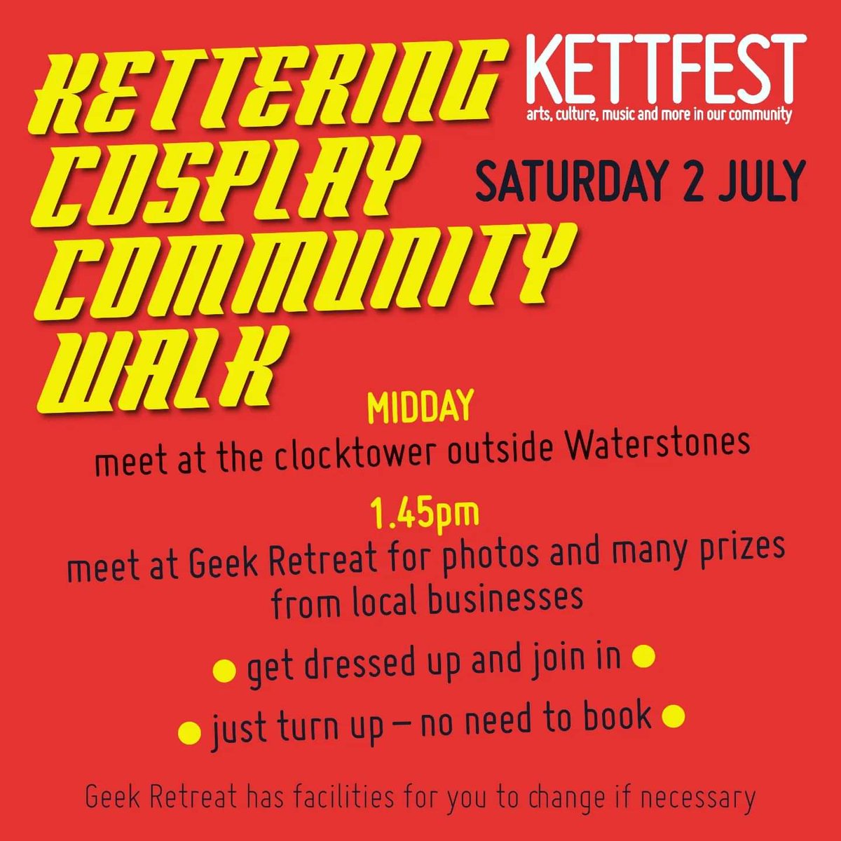 COSPLAYERS!!! ❤ See you at 12pm at the clocktower on 2.7.22 

<a href="/historicengland/">Historic England</a>
<a href="/Kettering_CC/">Kettering Cultural Consortium</a>
<a href="/NNorthantsC/">North Northamptonshire Council</a>
#HistoricHighStreets #cosplay
