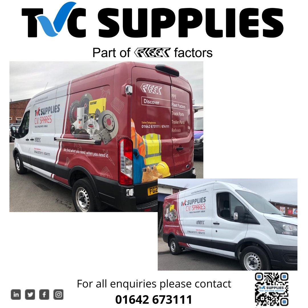 TVC Supplies has had its van recently wrapped, showing off the updated dual branding for Fleet Factors and TVC Supplies. The new design shows the different ranges we offer and is part of the continued investment in our depots and fleet.