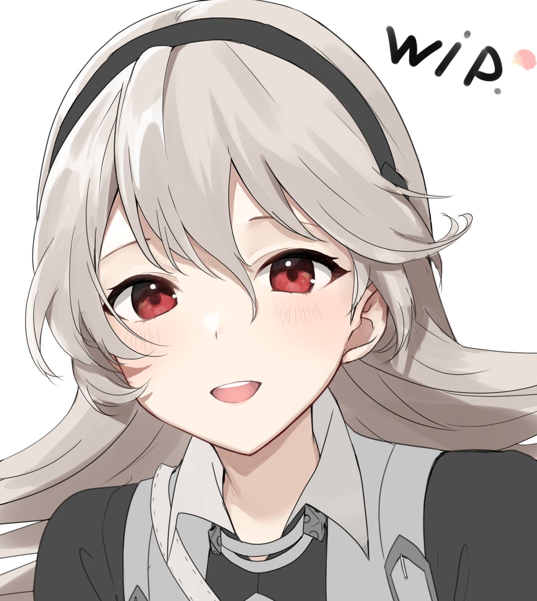 corrin (fire emblem) ,corrin (fire emblem) (female) 1girl red eyes long hair solo hairband simple background open mouth  illustration images