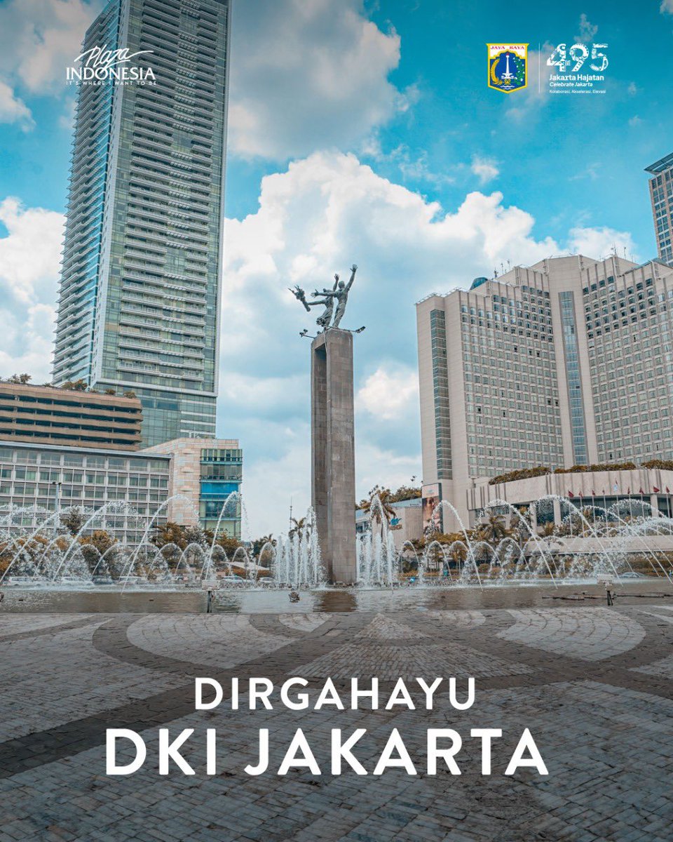 plazaindonesia's tweet photo. Wishing our beloved city a safe and wonderful anniversary. Happy 495th Anniversary Jakarta!
#PlazaIndonesia
#YourSecondHome
#ItsWhereIWantToBe
#hutjakarta https://t.co/VTZz1wM49B