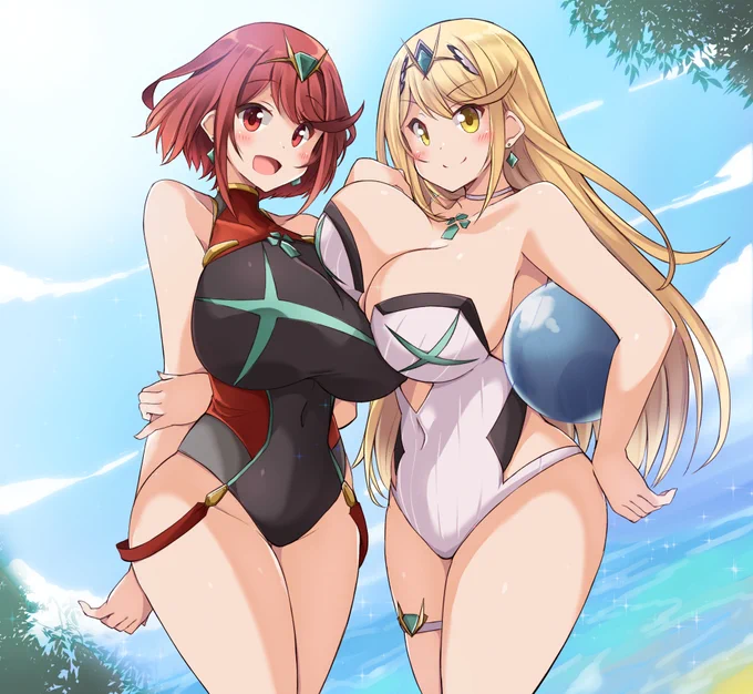 【暑くなってきたので水着ホムヒカ描きました。】
#ゼノブレイド2 
