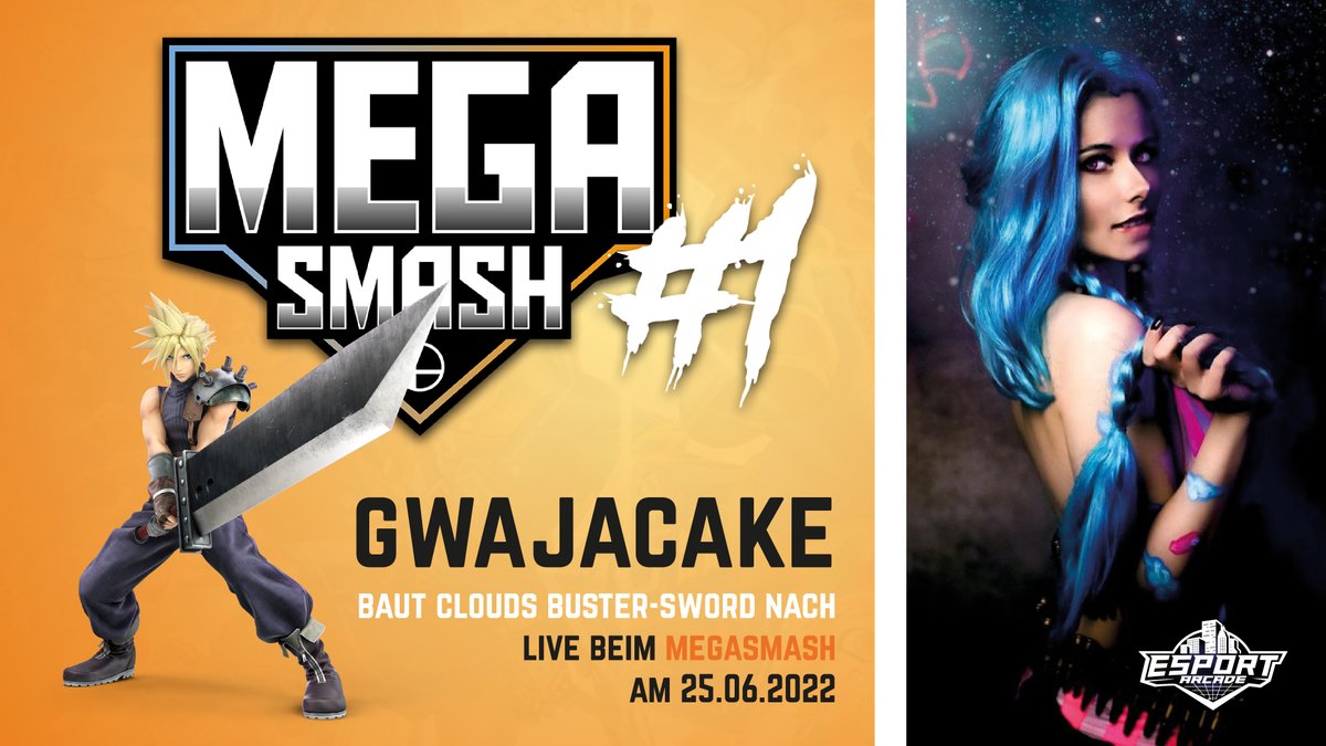 EsportArcadeDE's tweet photo. Wir freuen uns, am Samstag zum #EatThis #MegaSmash #1 die Cosplayerin @GwajaCake in der #Esport Arcade zu begrüßen, die für Euch live das Buster Sword von Cloud aus #SuperSmashBros nachbaut. Kommt im Store im #LimbeckerPlatz vorbei, es wird interessant! #Cosplay #Gaming #Twitch https://t.co/R6BbMbgeYo