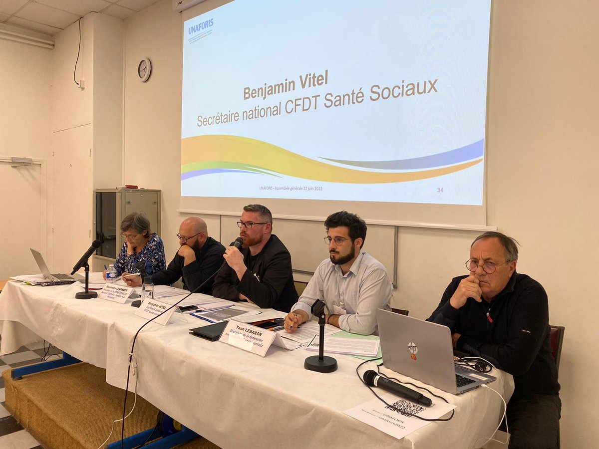 Assemblée générale <a href="/unaforis75/">UNAFORIS</a> / table ronde sur l'avenir des formations professionnelles en travail social avec les interventions de CGT santé sociaux, UNSA santé et sociaux et la CPNE FP BASS #travailsocial #formationprofessionnelle