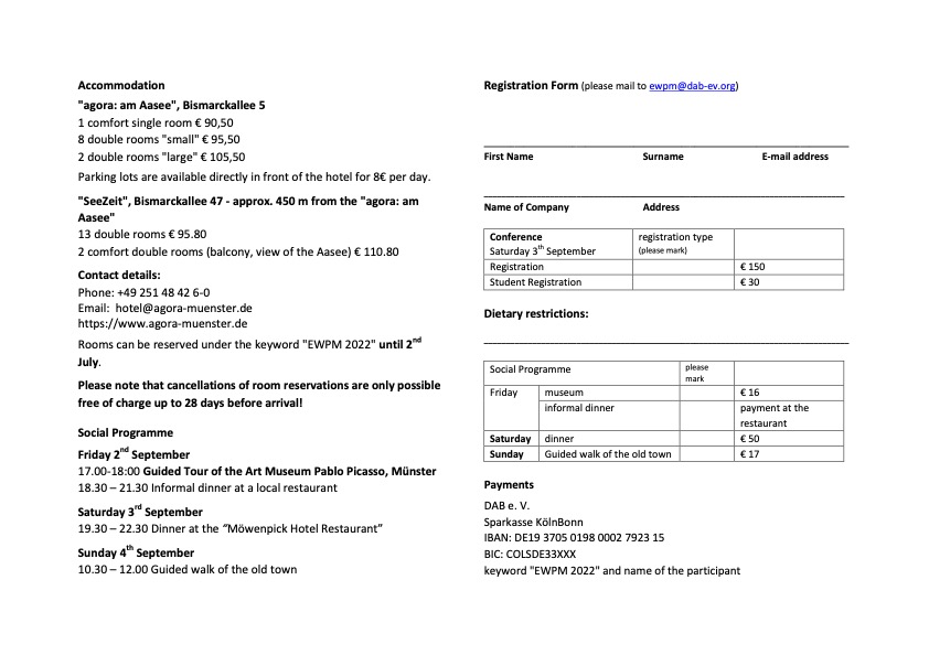We proudly present the final programme for the European Women Pharmacists Meeting in Münster, Germany :-) with a very hot topic: GREEN PHARMACY. We hope to see you on 3rd of September!