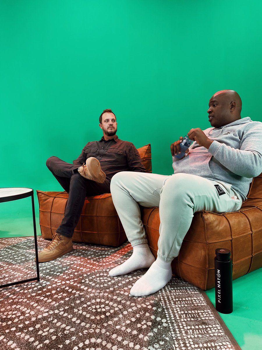 highpresstalk's tweet photo. Please don’t mind @bhutikhens’ shoe situation. We’re currently cooking with gas in the studio 🔥

Hi @gregmfell 👋. Great having you with us 😊 https://t.co/TcJJlG5aHV