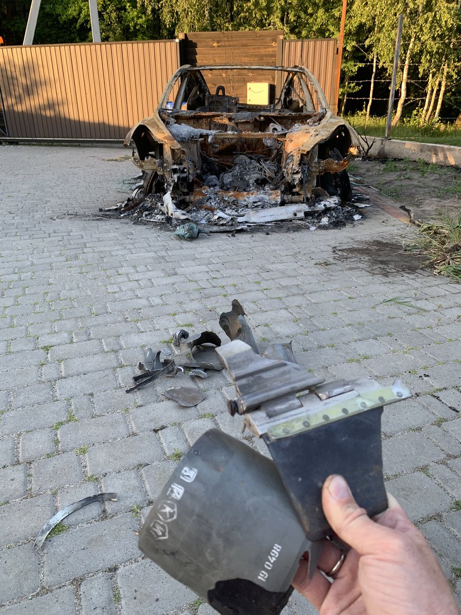And then I found a pieces of russian rocket on my yard and in the car. 

So probably this is a reason, 
especially considering that fact that my village - Horenka was a front line in 9 km from Kyiv and 70% of houses were destroyed by artillery, rockets and mines. 

#tesla3