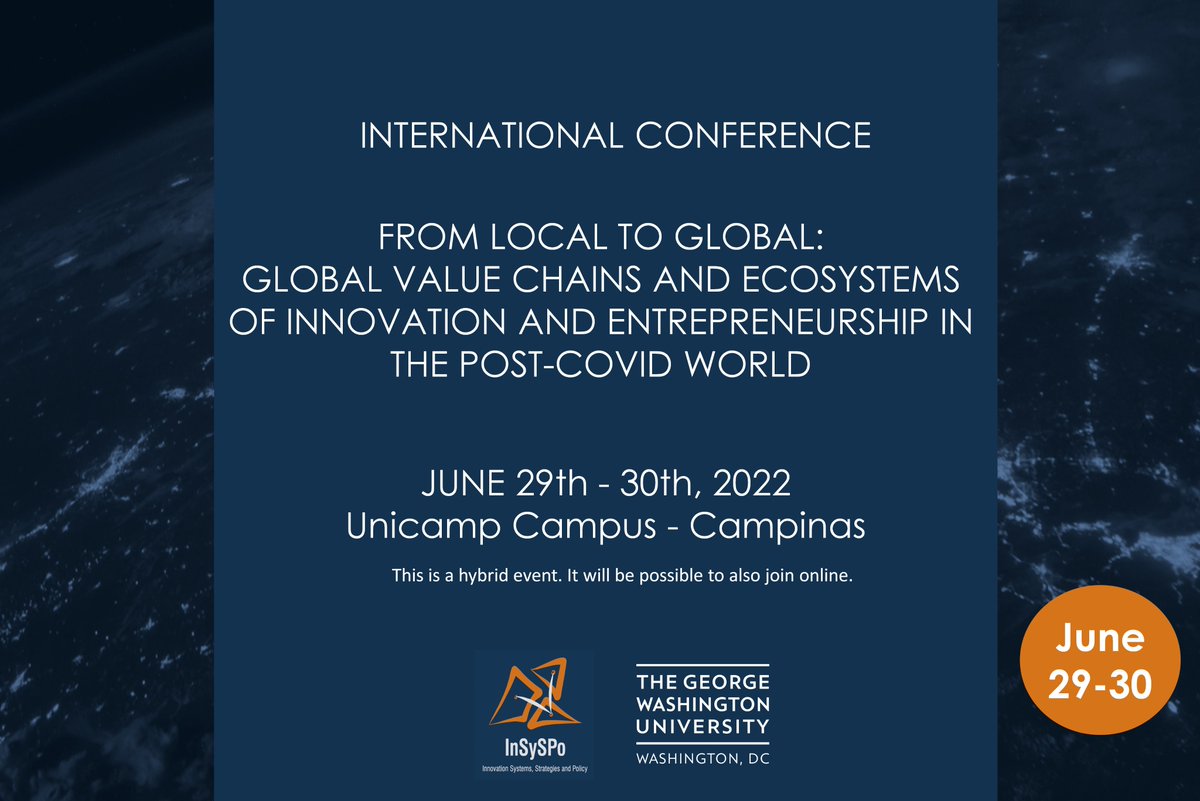 insyspo's tweet photo. 1 week to go! 📅
Join us next week as we discuss GVCs and Ecosystems of Innovation and Entrepreneurship.
📅June 29th and 30th
📍IG Auditorium (Unicamp)
❗️Registration is mandatory due to limited places!
👉Check the complete program and register here: https://t.co/BDQ39Dy4NL https://t.co/a6f5fbd2er