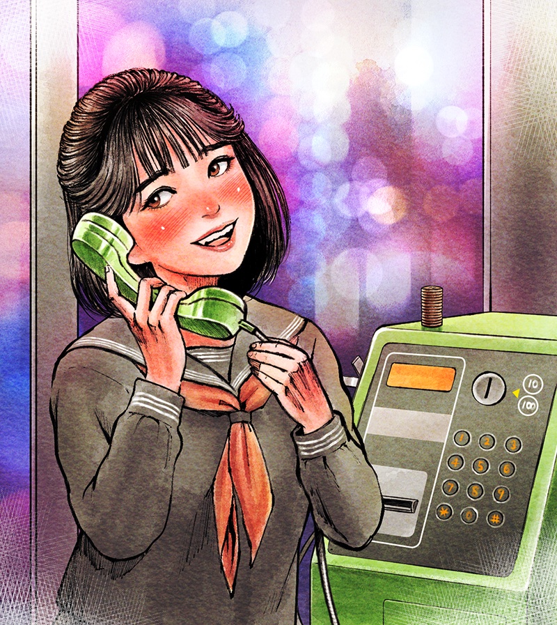 家だと聞き耳を立てられるので、10円玉を積み上げて公衆電話で告白してた80年代の女子高生のイラスト。なんとなく八重歯のコにしてみました
#上田と女が吠える夜 #イラスト #放送中 