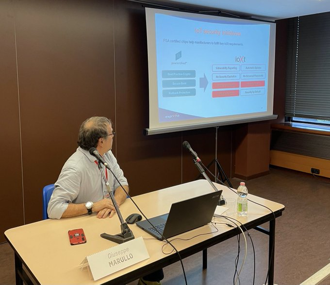 IoT security certifications for IoT products is a much sought need to increase awareness and improve security - <a href="/MarulloLabs/">Giuseppe Marullo</a> <a href="/ITASEC_Conf/">ITASEC</a> <a href="/CyberSecNatLab/">Cybersecurity National Lab</a> @Exprivia_Italy #ITASEC22 #ITASEC
