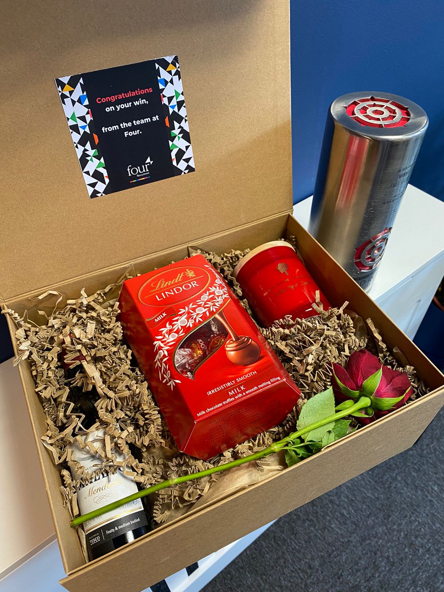 OurTwoStories's tweet photo. Thank you very much to @fourrecruitment for sending us this box of goodies as a congratulations for our @redroseawards win. We’re definitely feeling the love! #RRA22 https://t.co/EH7odQiPDv