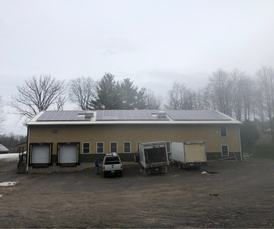 EISSolar's tweet photo. We enjoyed the extra “help” from our dog friend while installing this roof mount installation for Clarion River Organics. It includes 71 VSUN 410W bifacial panels. It is expected to produce approximately 36,410 kW. #EISSolar #ClarionRiverOrganics #NEWSolar #HarvestTheSun https://t.co/3PHkrpRVDA