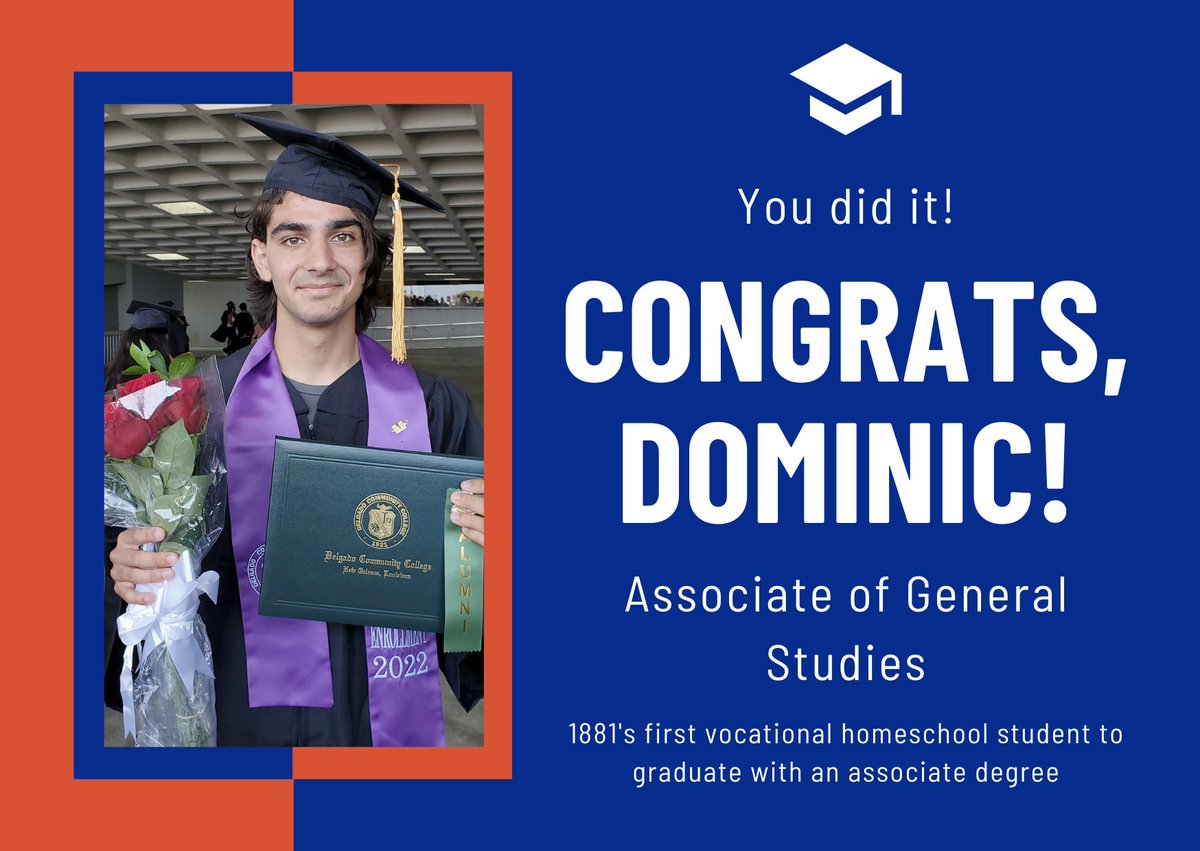 the1881school's tweet photo. Dominic graduated with an Associate of General Studies and a concentration of mathematics from Delgado Community College with a college GPA of 4.0. Congratulations Dominic! https://t.co/6GUzDwEny2