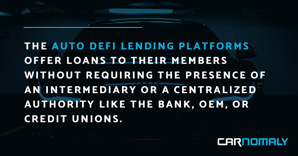 carnomaly's tweet photo. These platforms also offer an avenue to purchase cars with crypto, the concept behind Carnomaly's blockchain startup.
Read more about Auto DeFi Loans Vs. Traditional Car Loans here ➡️ https://t.co/2M9e1r8GXW
#carnomaly #CarrDeFi #carloans https://t.co/y54JPla48K